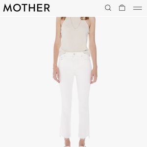 MOTHER White Insider Step Crop Fray Jeans